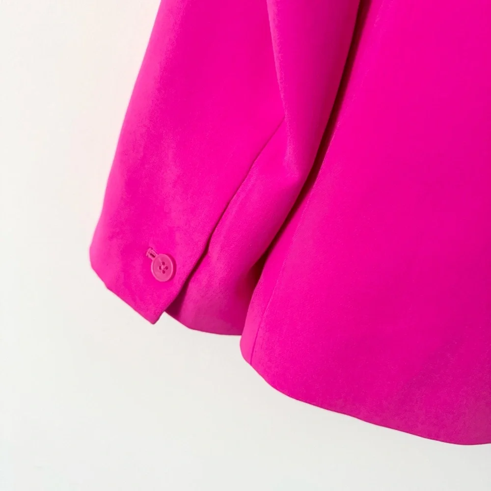 DKNY Hot Pink Blazer Jacket Single Button Stretch Size L - Picture 8 of 9